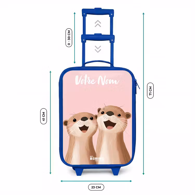 Valise enfant avec nom - Bleu - Sourire - Loutre - Rose - Illustration — 6
