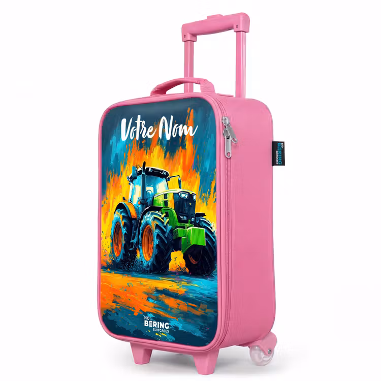 Valise enfant avec nom - Rose - Abstrait - Tracteur - Vert — 8