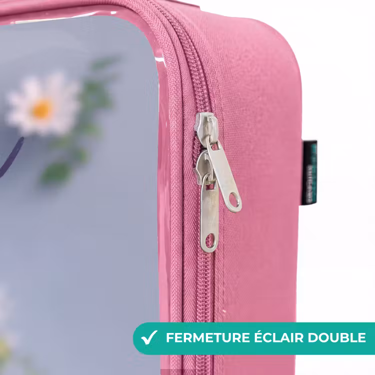Valise enfant avec nom - Rose - Ami pelucheux violet avec marguerite — 7