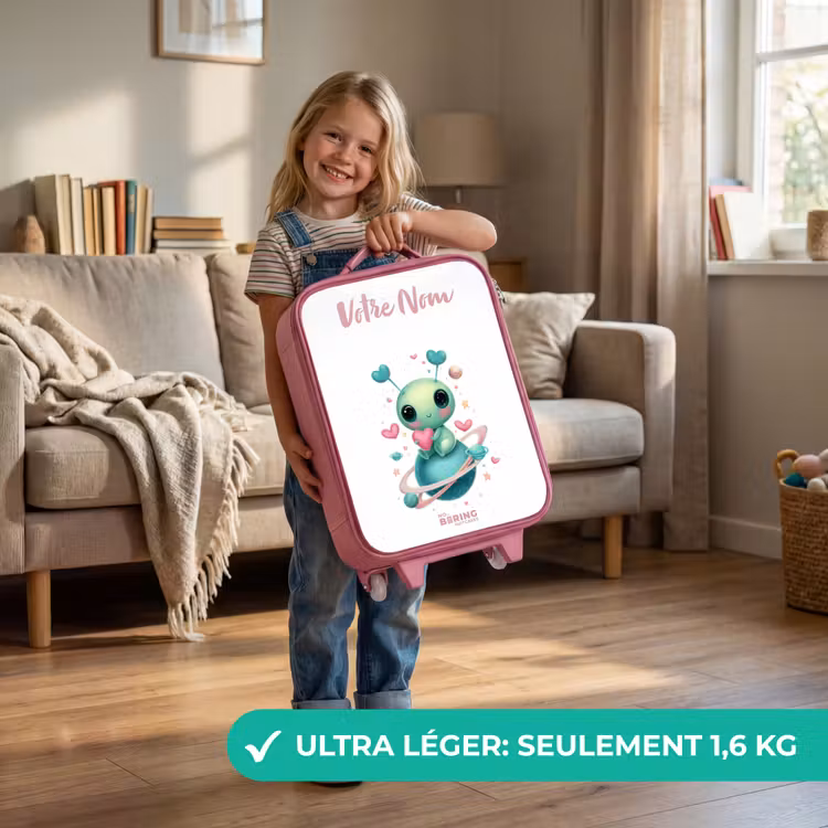 Valise enfant avec nom - Rose - Doux petit extraterrestre avec du cœur — 3