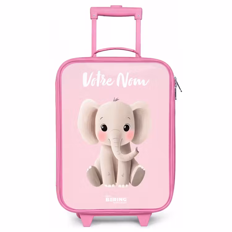 Valise enfant avec nom - Rose - Eléphant - Gris - Bébé - Tronc — 1