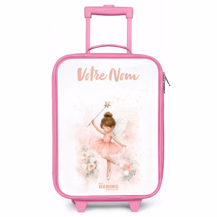 Valise enfant avec nom - Rose - Fée ballerine en rose — 1