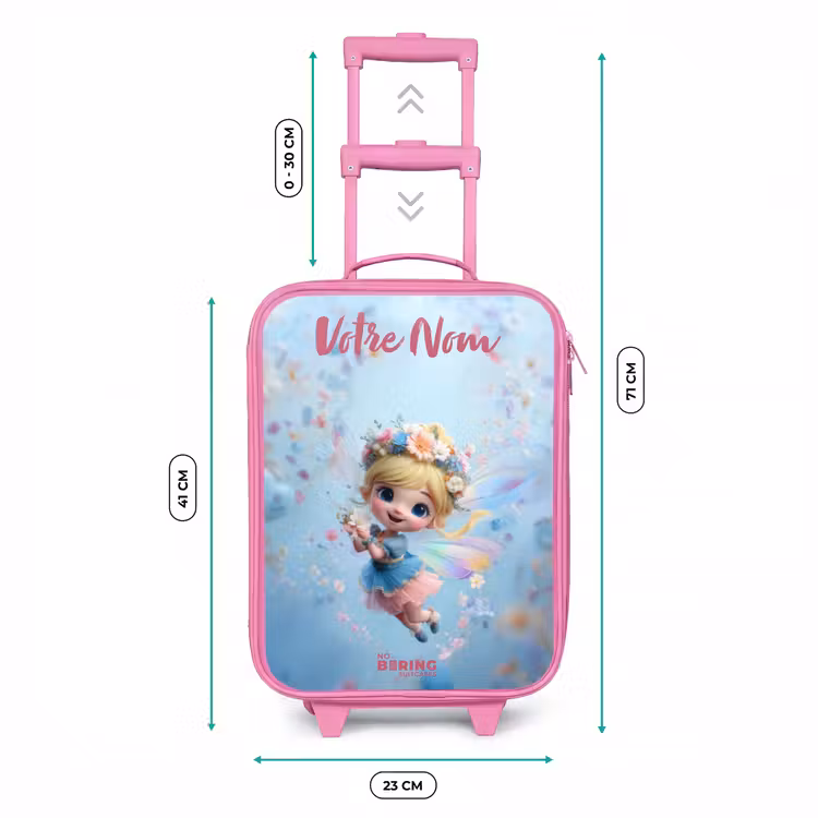 Valise enfant avec nom - Rose - Fée papillon dans l'air des fleurs — 6