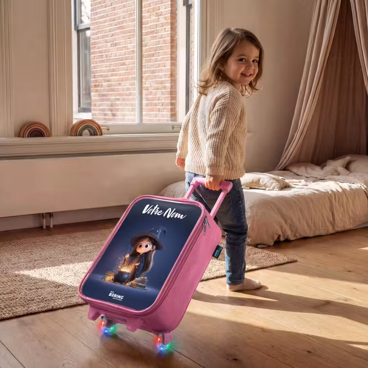 Valise enfant avec nom - Rose - Fille enchantée avec chaudron — 2
