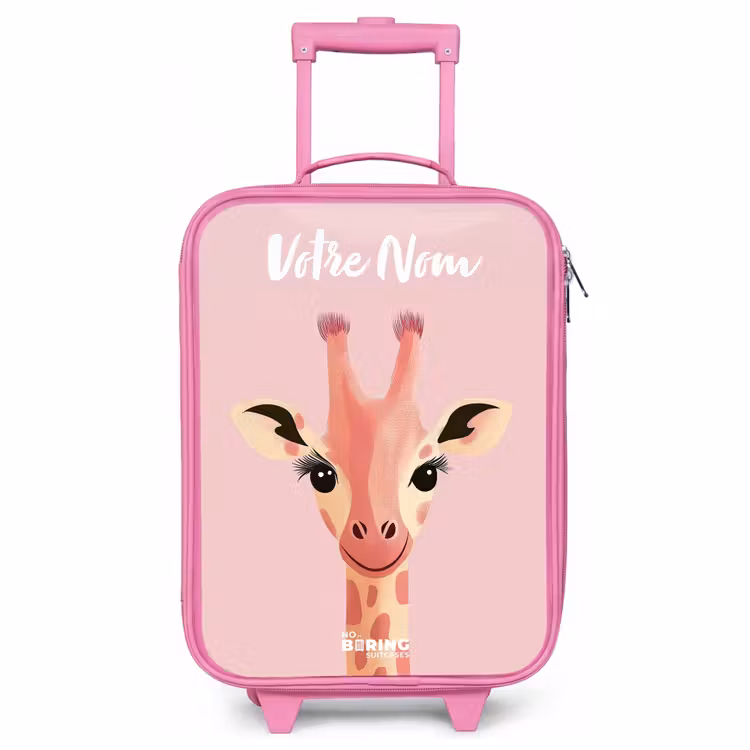 Valise enfant avec nom - Rose - Girafe - Cils - Minimaliste - Rose — 1
