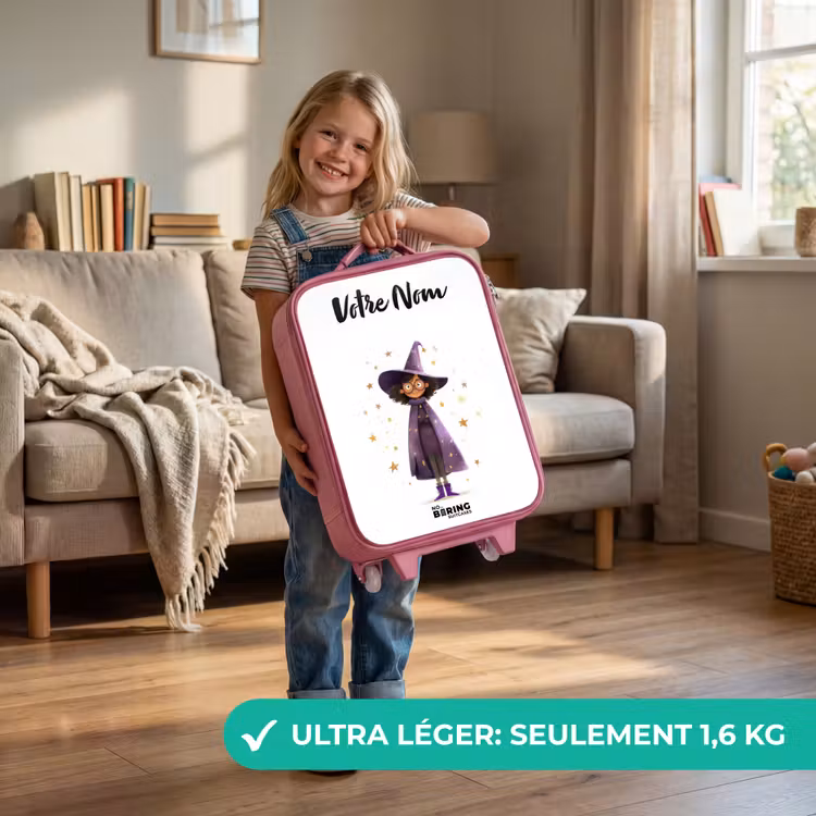 Valise enfant avec nom - Rose - La cape violette du sorcier — 3