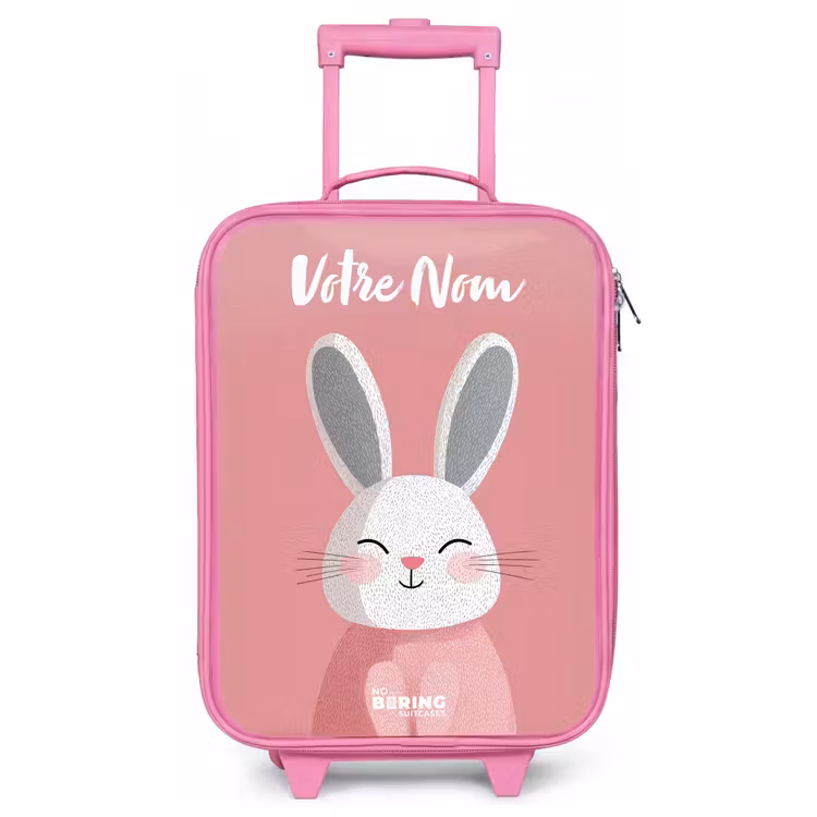 Valise enfant avec nom - Rose - Lapin - Blush - Pois - Rose — 1