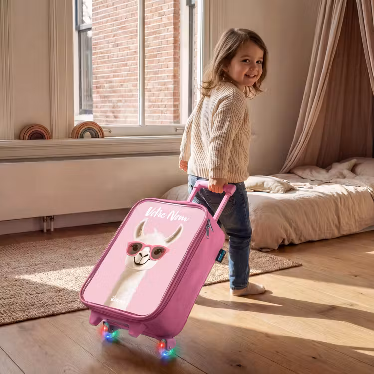 Valise enfant avec nom - Rose - Llama - Blanc - Lunettes de soleil - Cils — 2