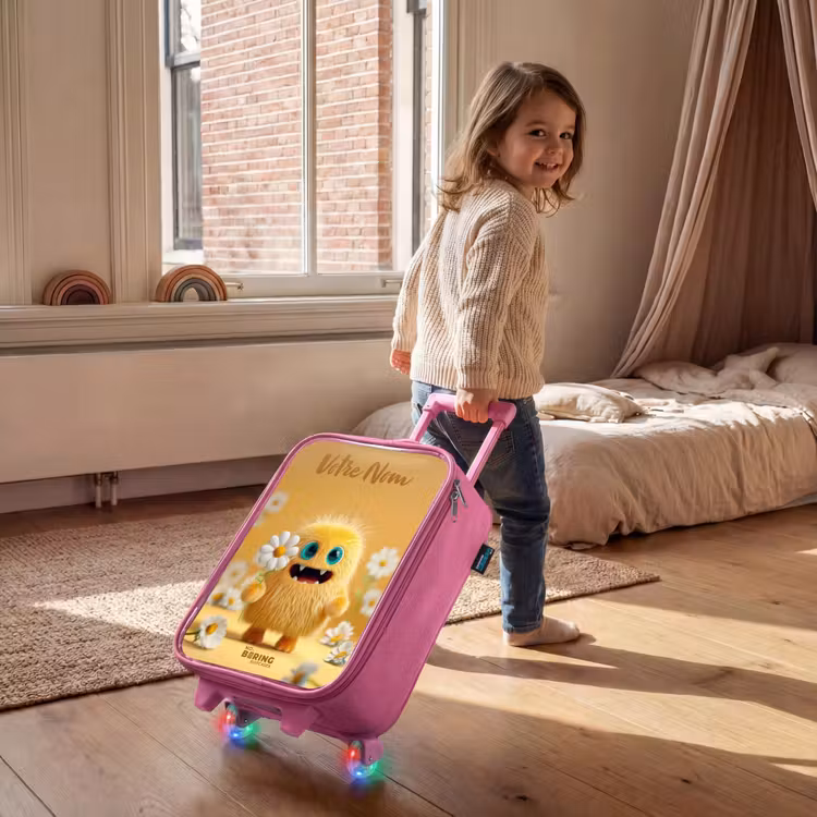 Valise enfant avec nom - Rose - Monstre - Créature - Fleur - Jaune — 2