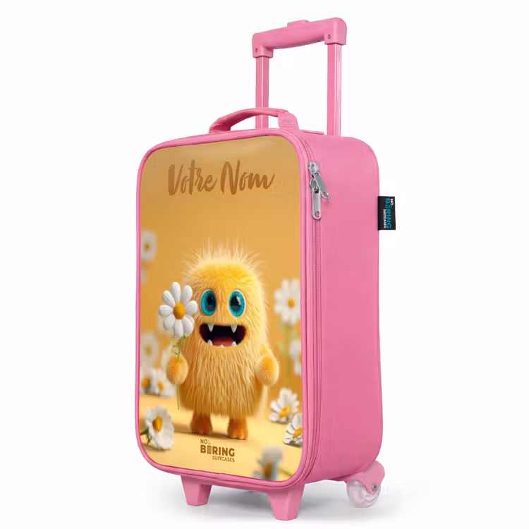 Valise enfant avec nom - Rose - Monstre - Créature - Fleur - Jaune — 8