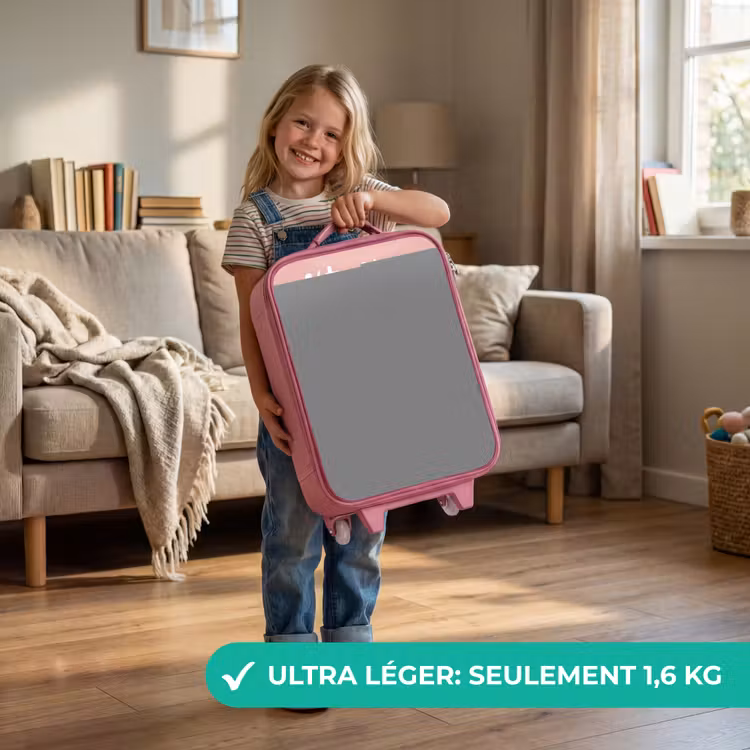 Valise enfant avec nom - Rose - Pingouin - Points - Rose - Minimaliste — 3