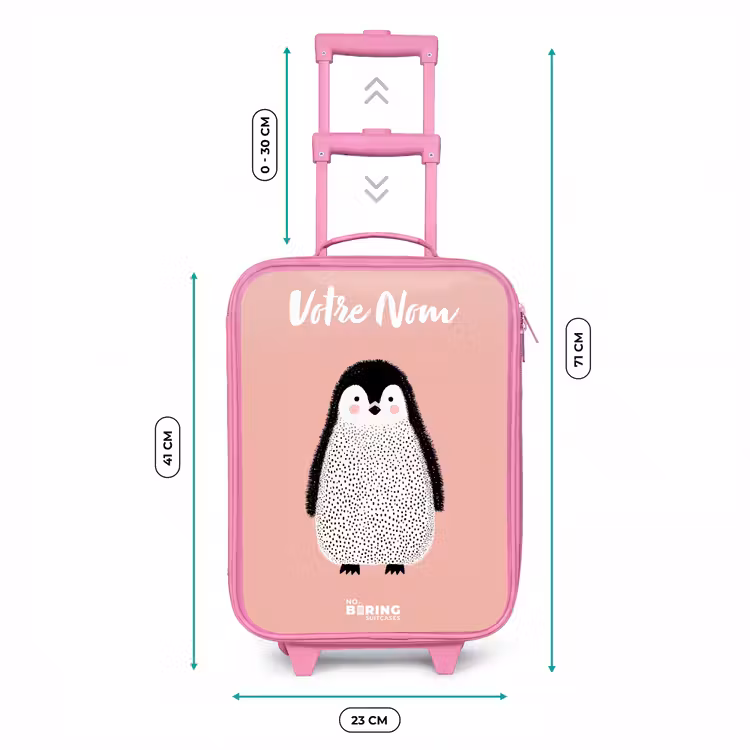 Valise enfant avec nom - Rose - Pingouin - Points - Rose - Minimaliste — 6