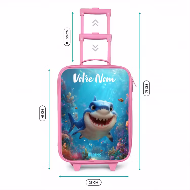 Valise enfant avec nom - Rose - Récif - Corail - Requin - Animal — 6