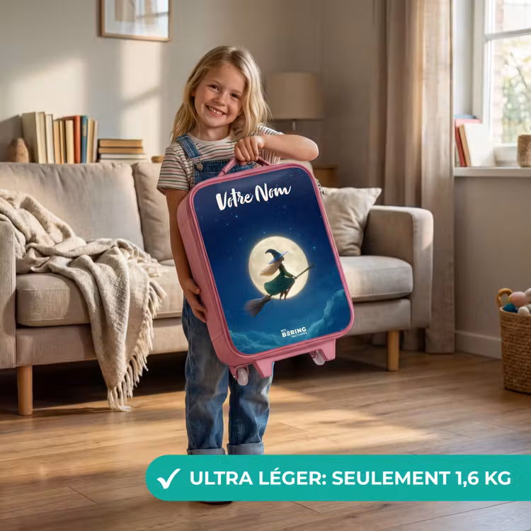 Valise enfant avec nom - Rose - Sorcière au clair de lune — 3