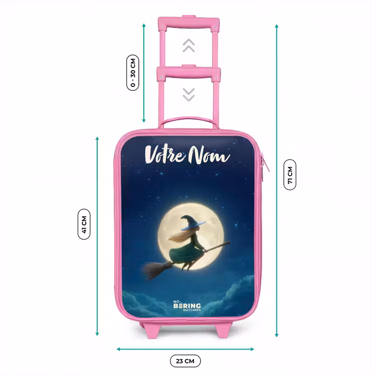 Valise enfant avec nom - Rose - Sorcière au clair de lune — 6