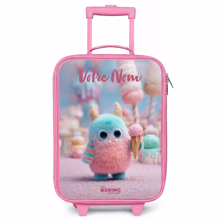Valise enfant avec nom - Rose - Sweet Monster Candy Adventure — 1