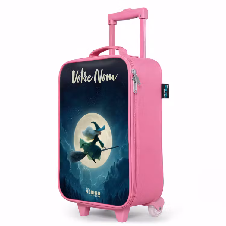 Valise enfant avec nom - Rose - Vol de nuit au-dessus de la forêt — 8