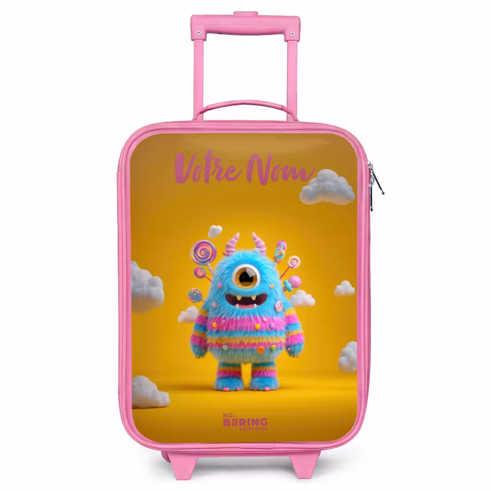 Valise enfant avec nom - Rose - Bonbons - Monstre - Arc-en-ciel — 1