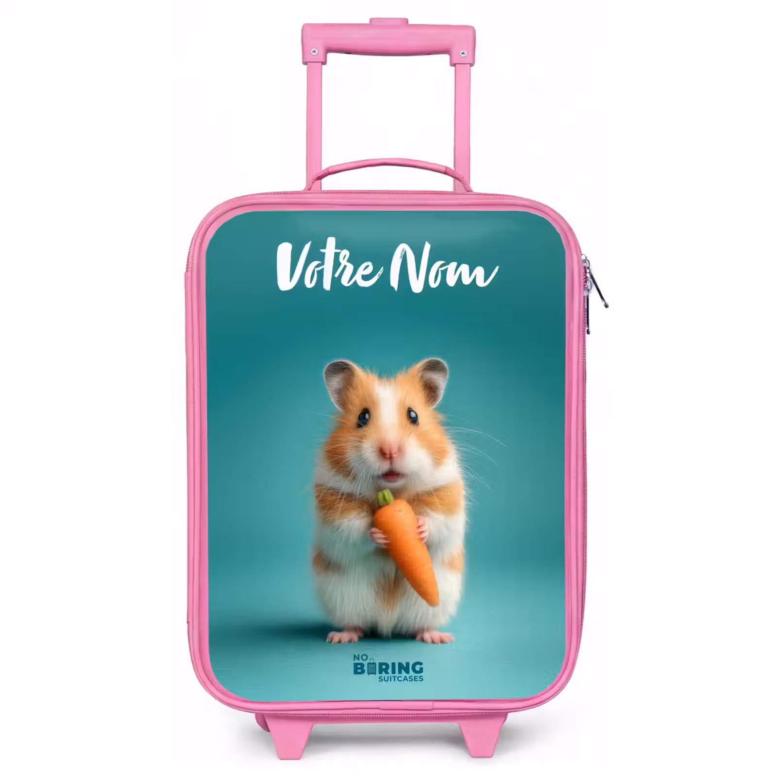 Valise enfant avec nom - Rose - Hamster - Carotte - Animal — 1