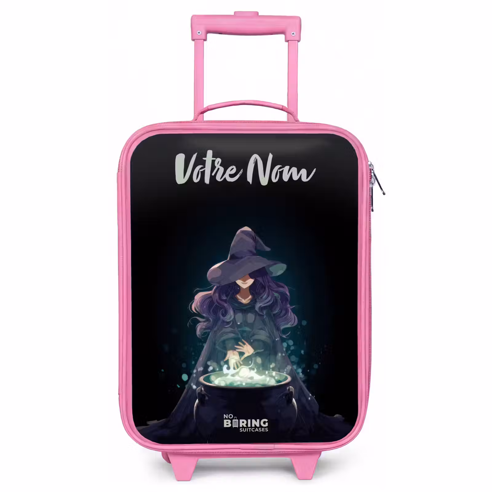 Valise enfant avec nom - Rose - Sorcière - Chaudron - Magie — 1