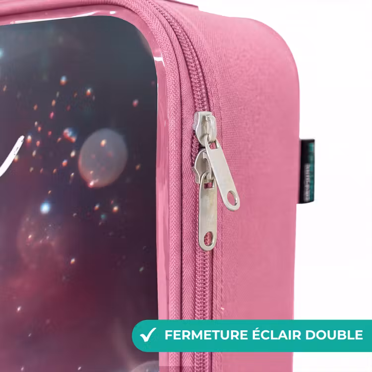 Valise enfant avec nom - Rose - Alien rose dans une nébuleuse d'étoiles — 7