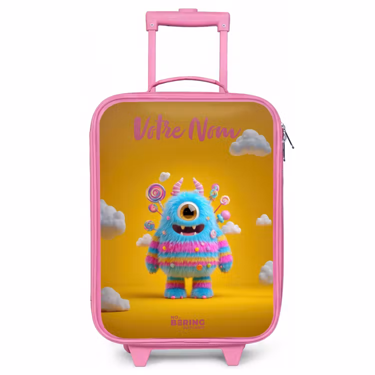 Valise enfant avec nom - Rose - Bonbons - Monstre - Arc-en-ciel — 1
