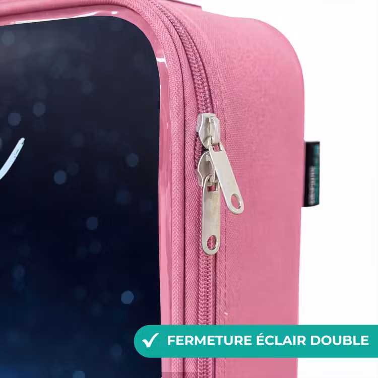 Valise enfant avec nom - Rose - Créature extraterrestre bleue sous un ciel étoilé — 7