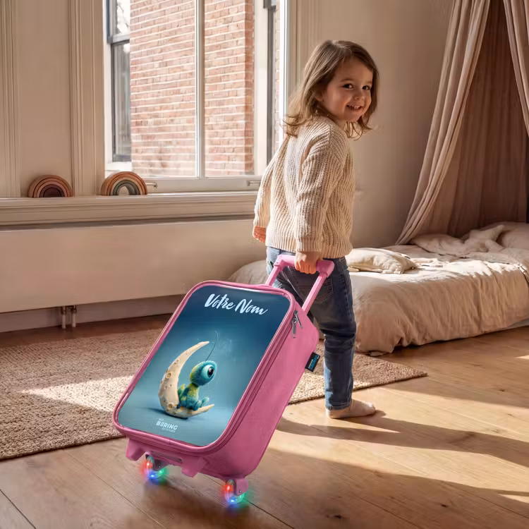 Valise enfant avec nom - Rose - Créature rêveuse sur la lune — 2