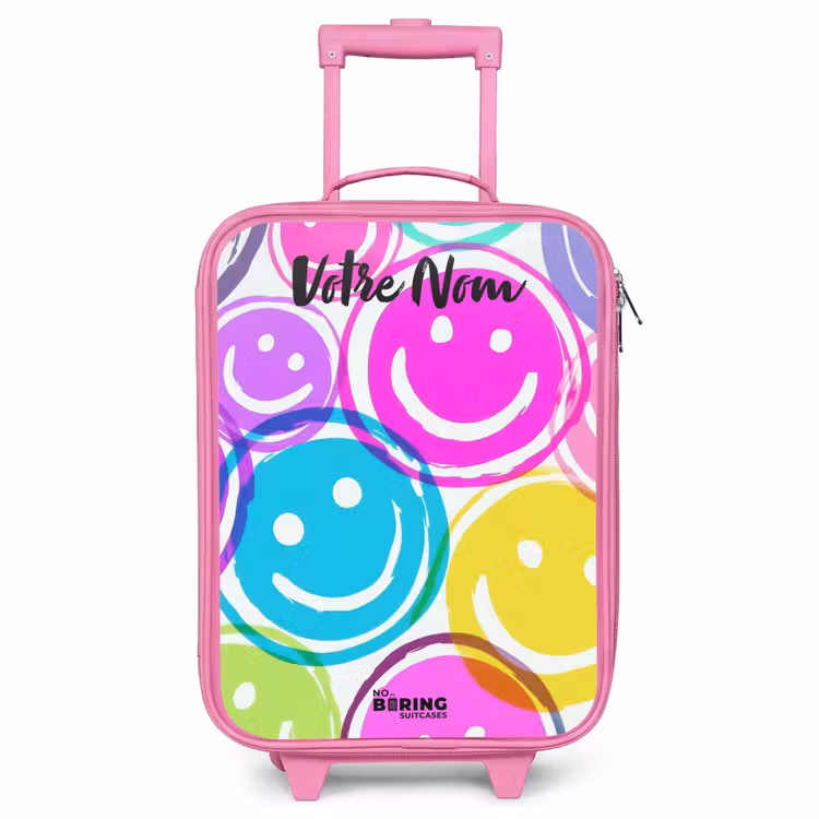 Valise enfant avec nom - Rose - Explosion de sourires colorés — 1