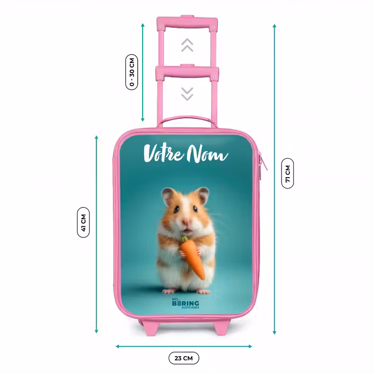 Valise enfant avec nom - Rose - Hamster - Carotte - Animal — 6