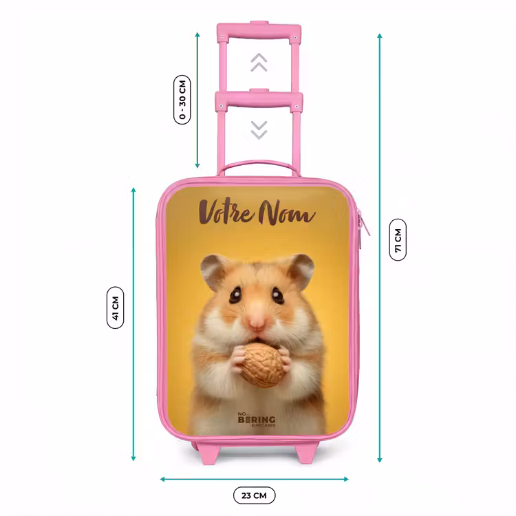 Valise enfant avec nom - Rose - Hamster - Noyer - Animal — 6