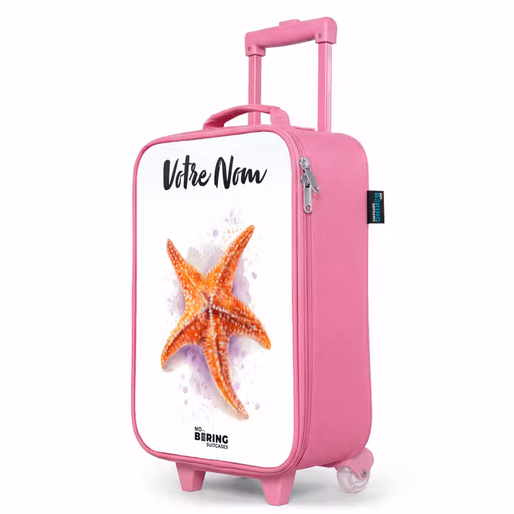 Valise enfant avec nom - Rose - Illustration de l'étoile de mer orange — 8