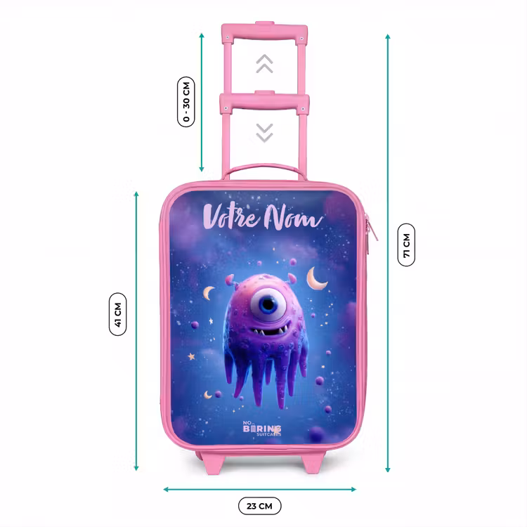 Valise enfant avec nom - Rose - Joyeuse paire d'yeux dans l'espace — 6