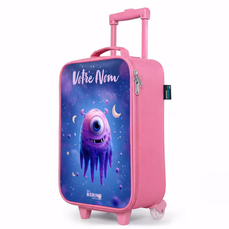 Valise enfant avec nom - Rose - Joyeuse paire d'yeux dans l'espace — 8