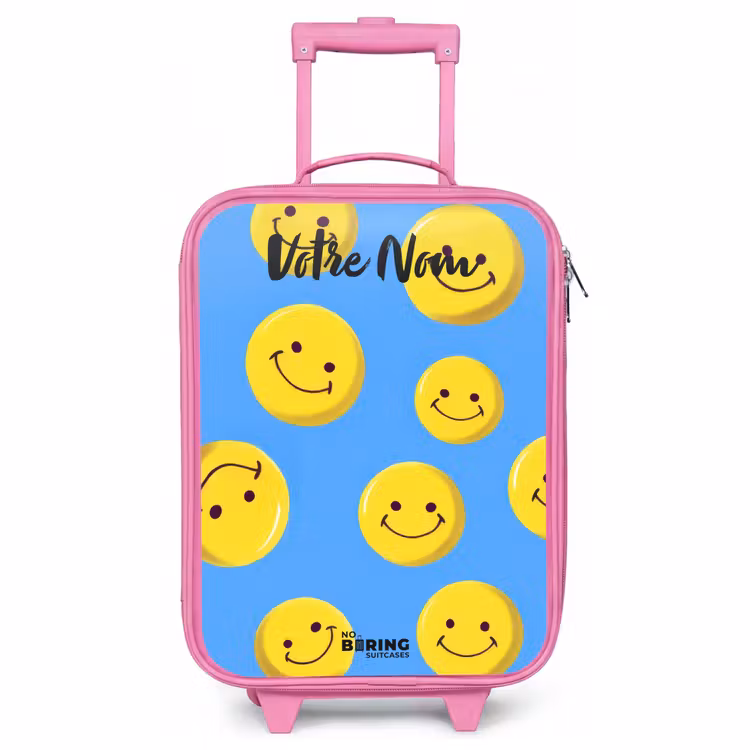 Valise enfant avec nom - Rose - Joyeuse pluie souriante — 1
