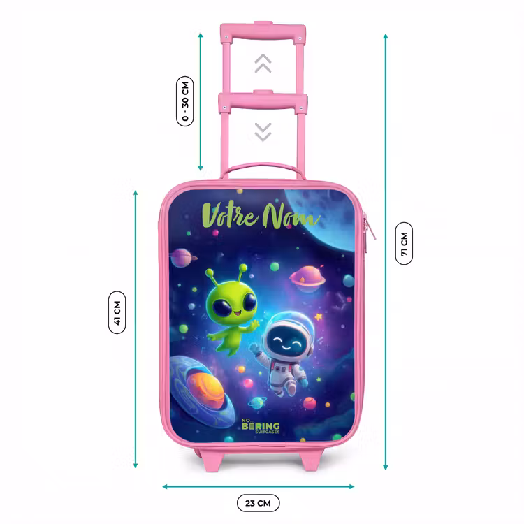 Valise enfant avec nom - Rose - Joyeuse rencontre dans l'espace — 6