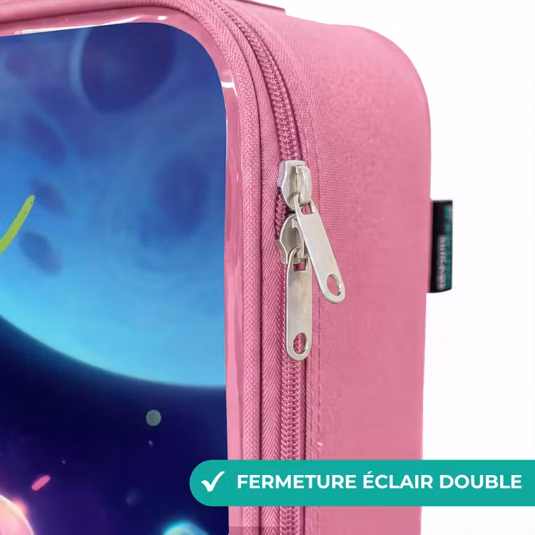 Valise enfant avec nom - Rose - Joyeuse rencontre dans l'espace — 7