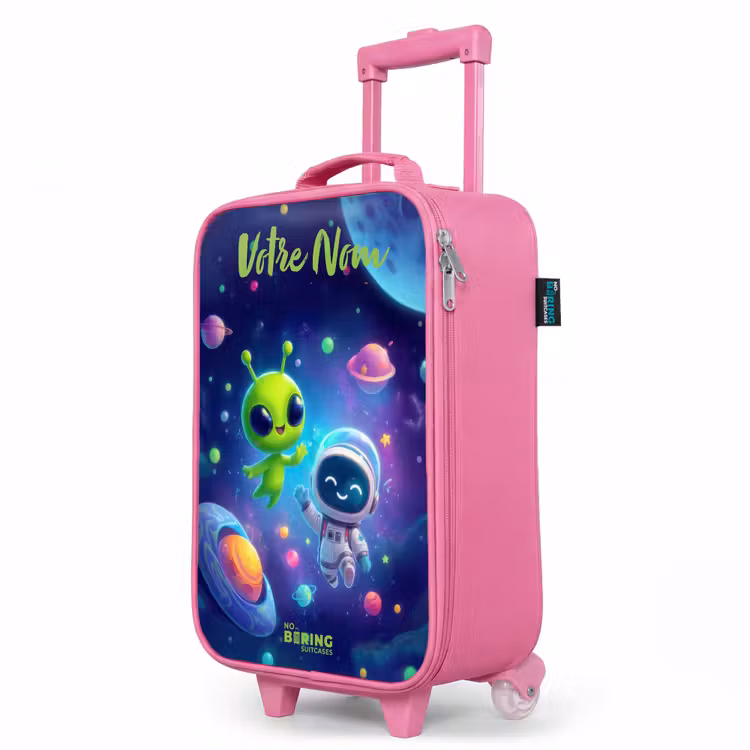 Valise enfant avec nom - Rose - Joyeuse rencontre dans l'espace — 8
