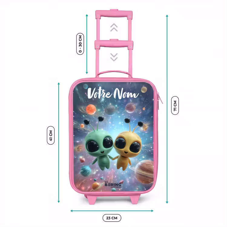 Valise enfant avec nom - Rose - Joyeux amis extraterrestres — 6