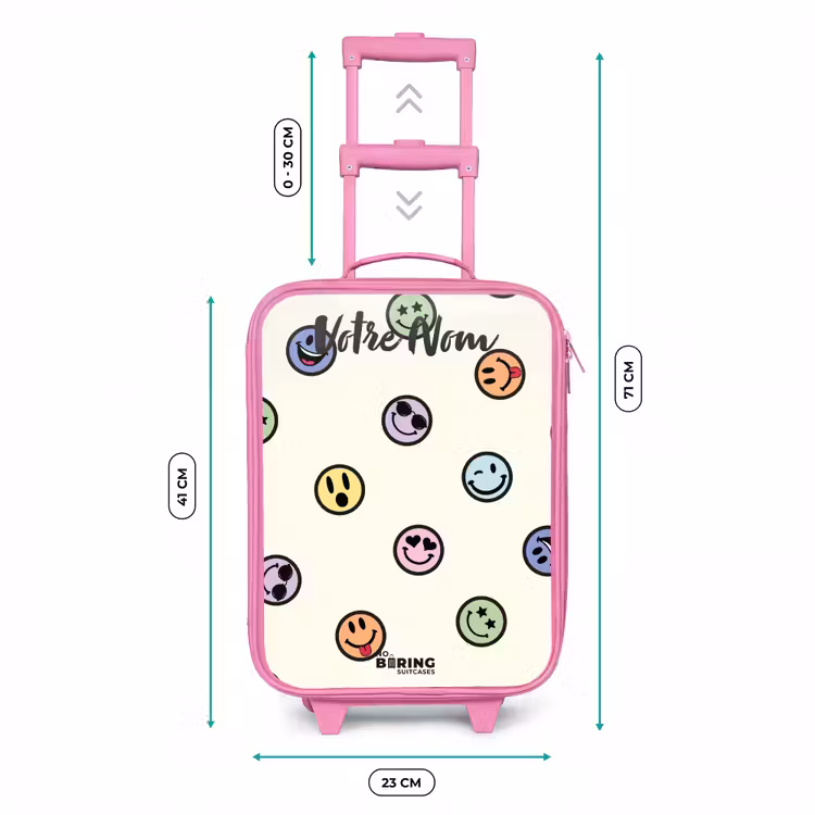 Valise enfant avec nom - Rose - Mélange de smileys espiègles — 6