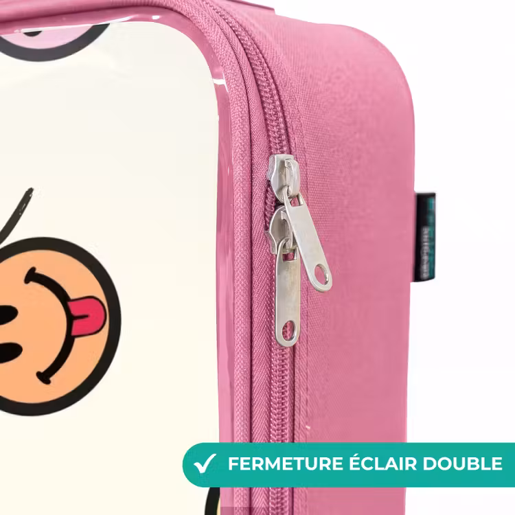 Valise enfant avec nom - Rose - Mélange de smileys espiègles — 7