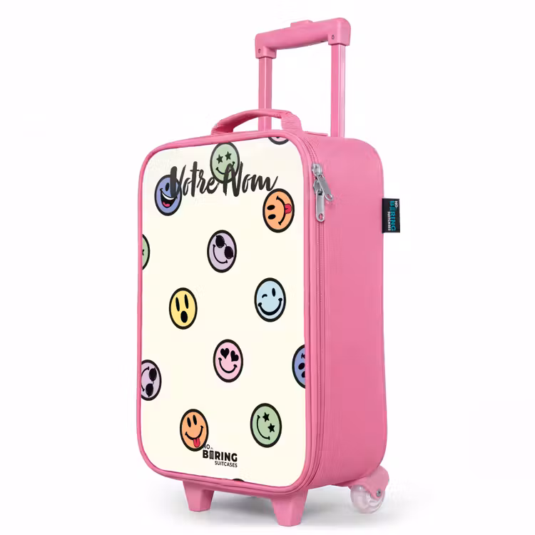 Valise enfant avec nom - Rose - Mélange de smileys espiègles — 8