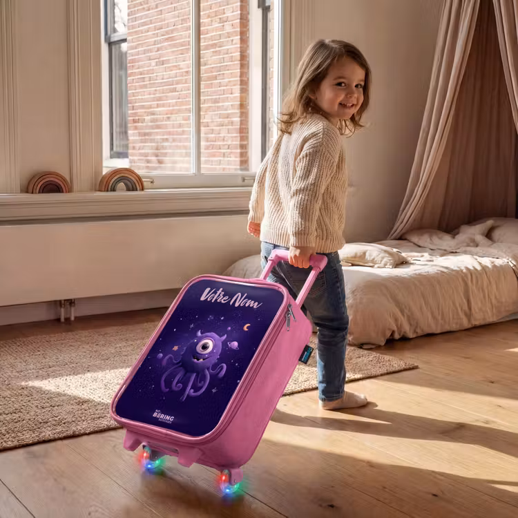 Valise enfant avec nom - Rose - Monstre cosmique à tentacules — 2