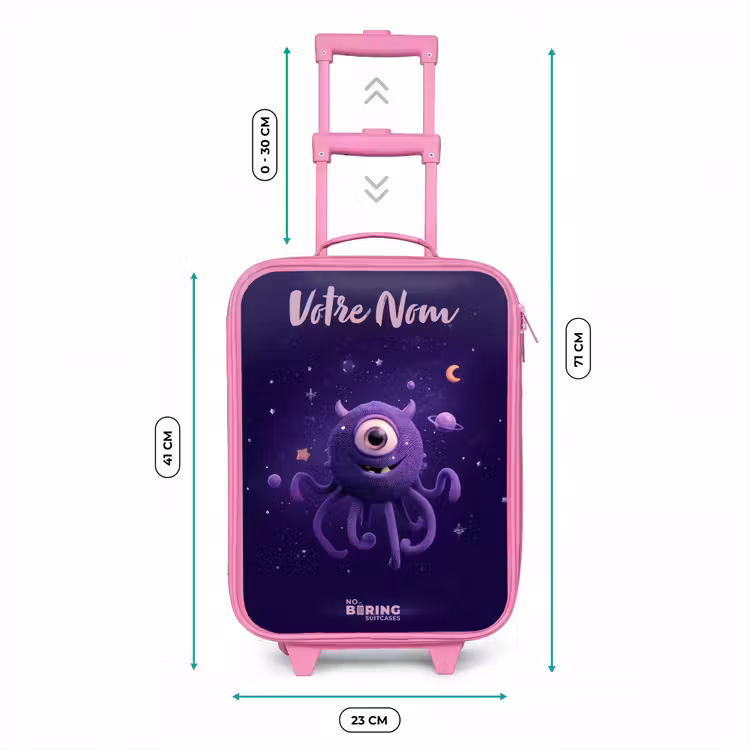 Valise enfant avec nom - Rose - Monstre cosmique à tentacules — 6
