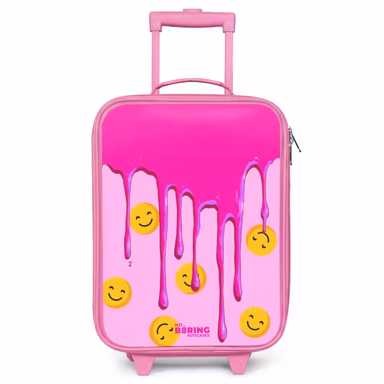 Valise enfant avec nom - Rose - Peinture - Smiley - Rose — 1