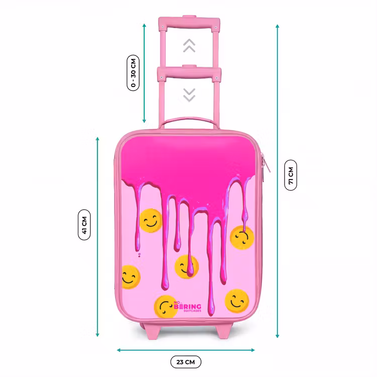 Valise enfant avec nom - Rose - Peinture - Smiley - Rose — 6