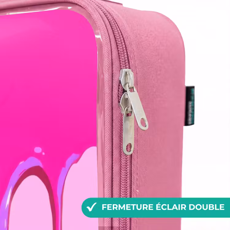 Valise enfant avec nom - Rose - Peinture - Smiley - Rose — 7