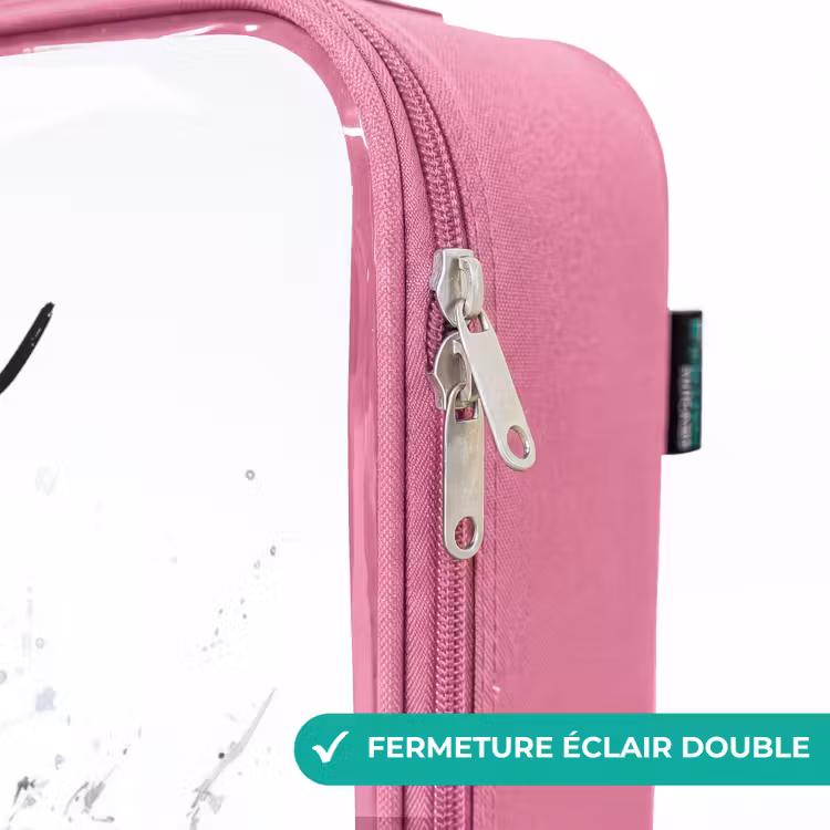 Valise enfant avec nom - Rose - Requin attaquant à l'aquarelle — 7