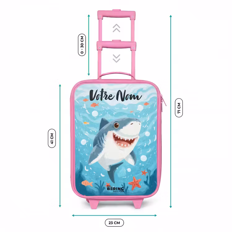Valise enfant avec nom - Rose - Requin - Eau - Mer — 6