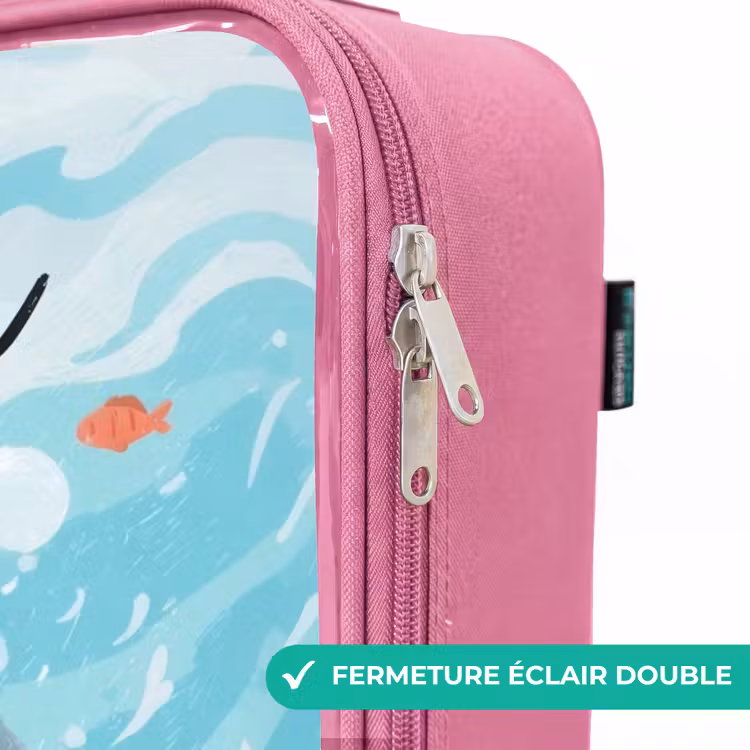 Valise enfant avec nom - Rose - Requin - Eau - Mer — 7